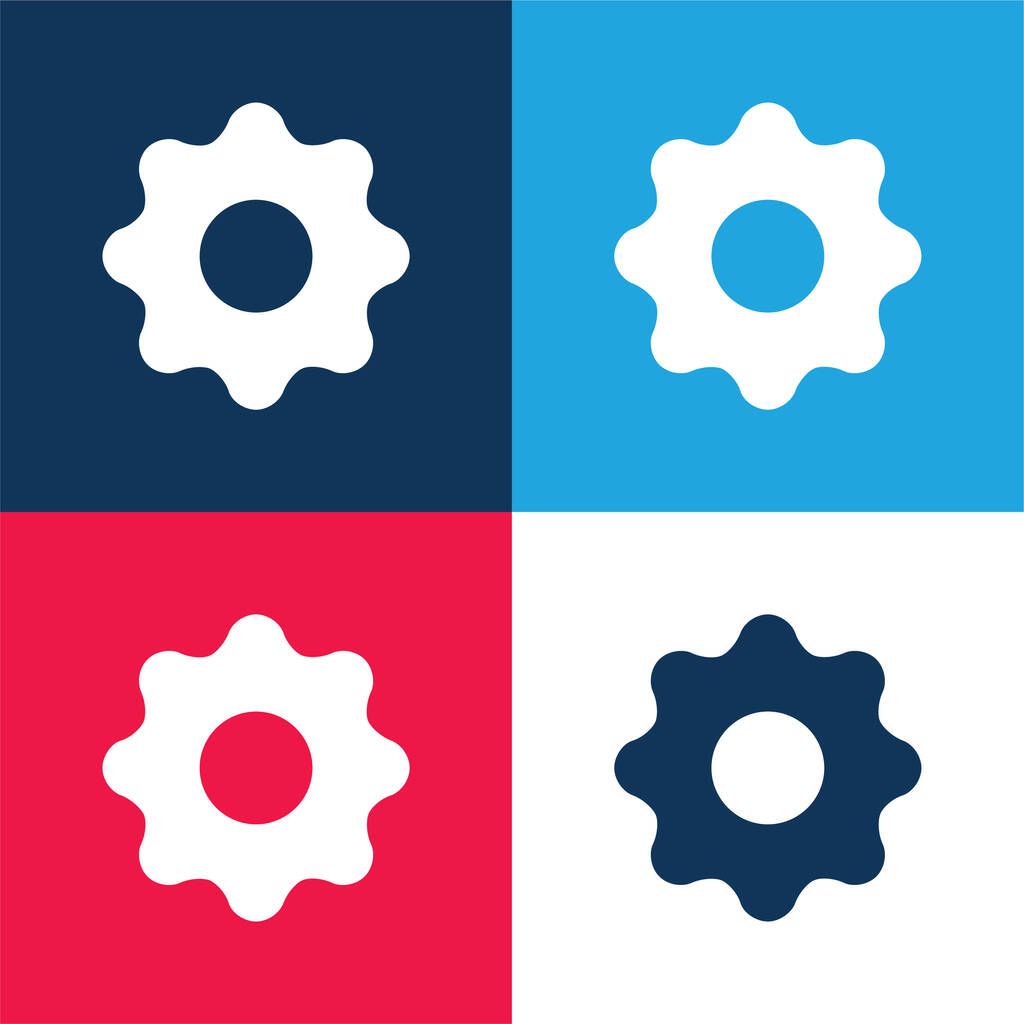 Fekete Beállítások Gomb kék és piros négy szín minimális ikon készlet - Vektor, kép