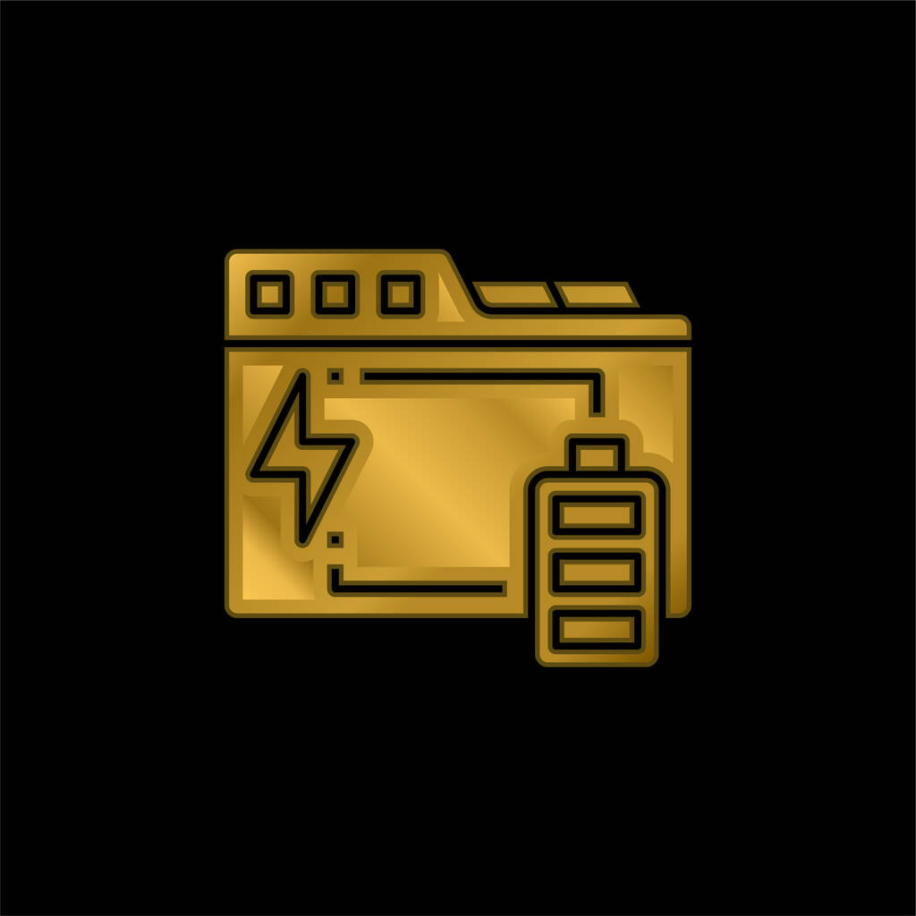Copia de seguridad chapado en oro icono metálico o logo vector - Vector, Imagen