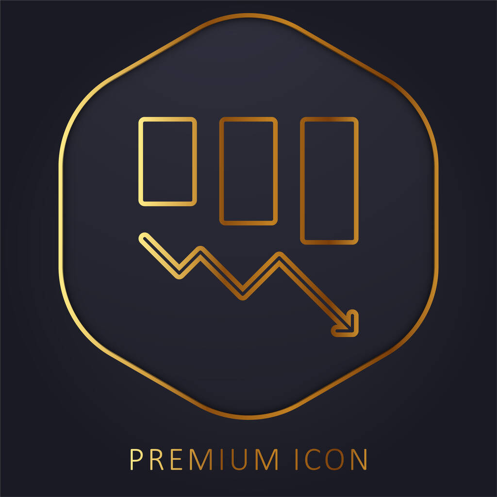 Bar Graph golden line premium logo or icon - Vector, Image