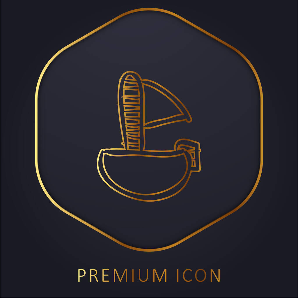 Barco de juguete de línea dorada logotipo premium o icono - Vector, Imagen