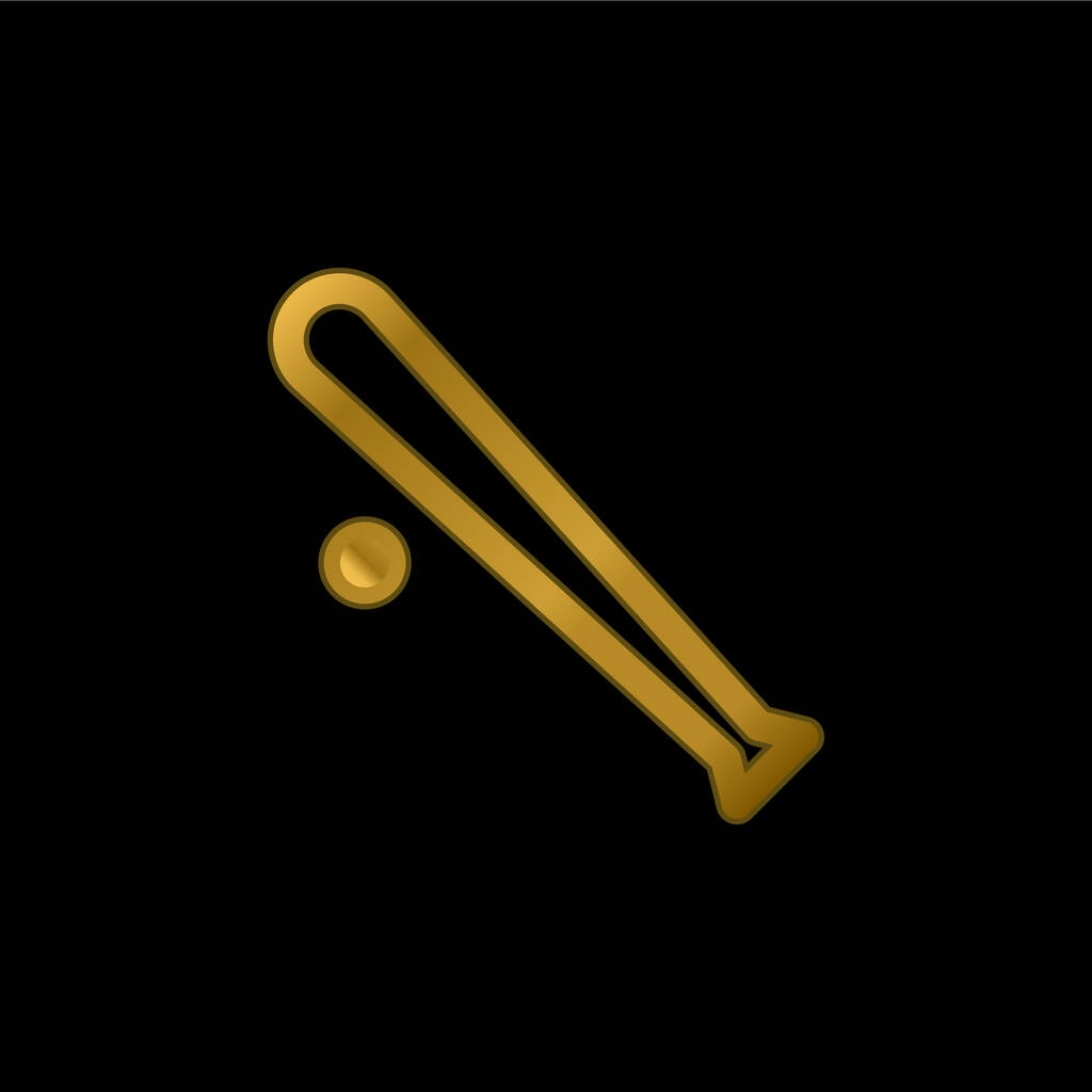 Honkbal apparatuur vergulde metalic icoon of logo vector - Vector, afbeelding