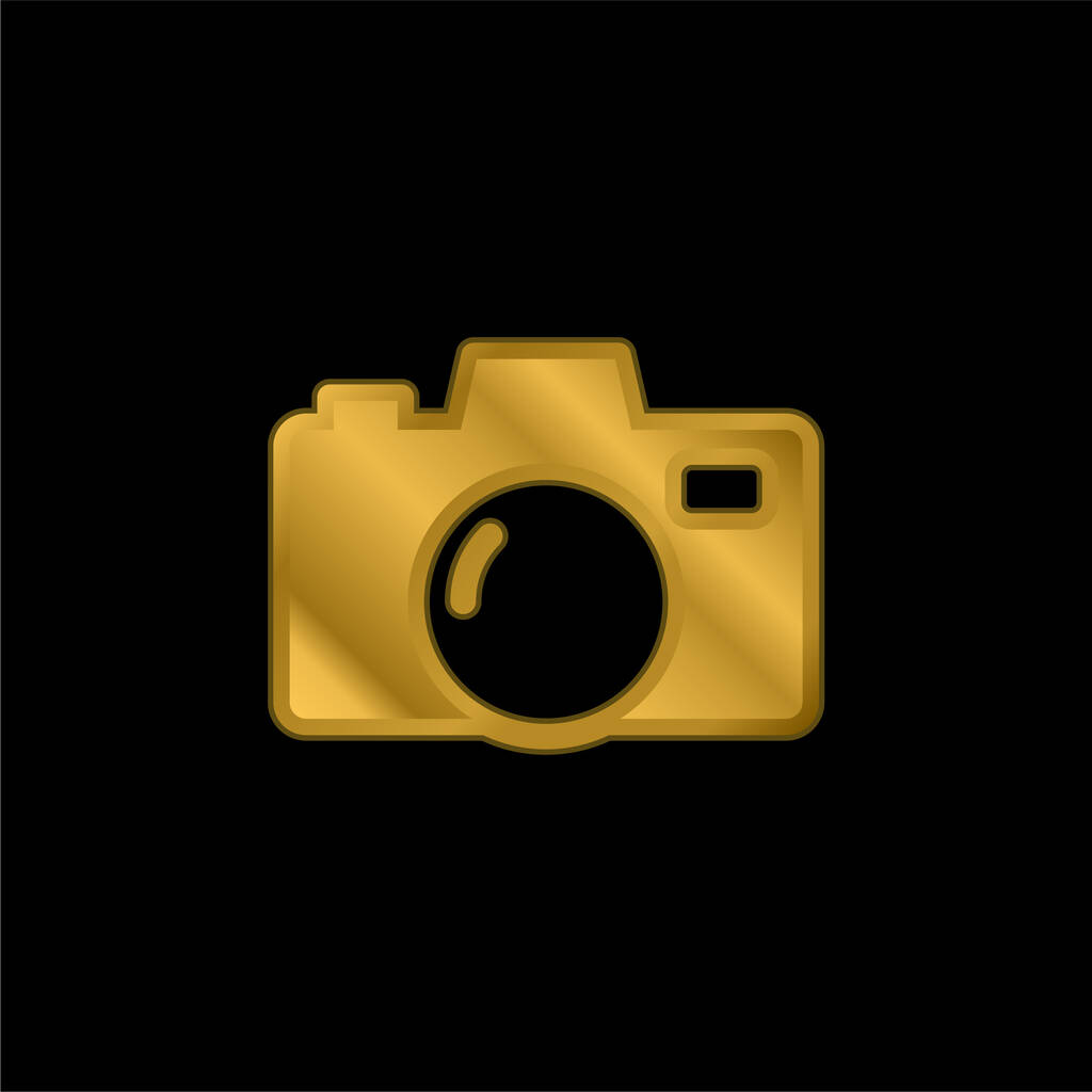 Big Camera banhado a ouro ícone metálico ou vetor logotipo - Vetor, Imagem