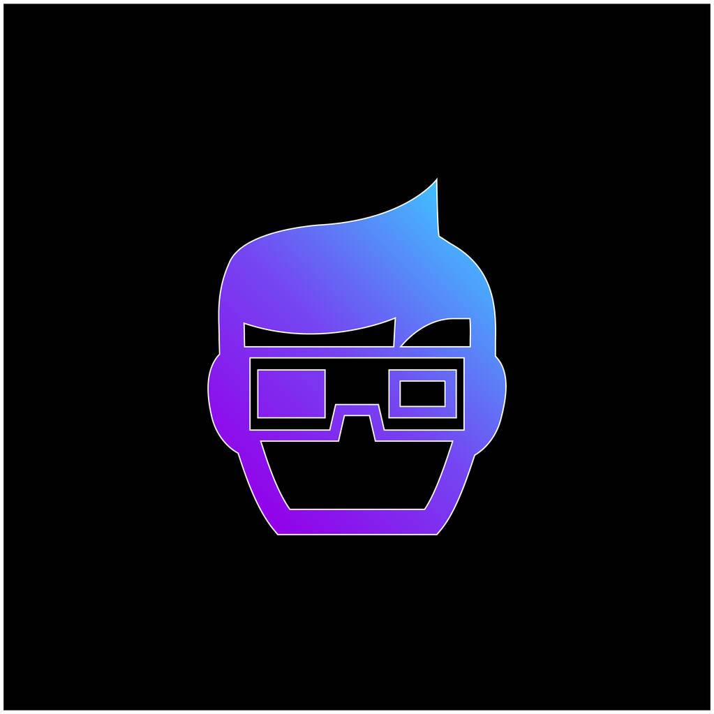 Boy With 3d Spectacles At Cinema blue gradient vector icon - Vektor, obrázek