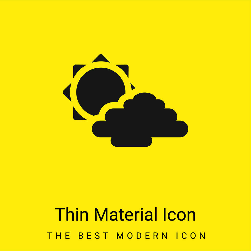 Big Sun és Cloud minimális fényes sárga anyag ikon - Vektor, kép