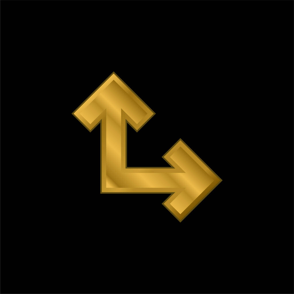 Flechas en ángulo recto chapado en oro icono metálico o logo vector - Vector, imagen