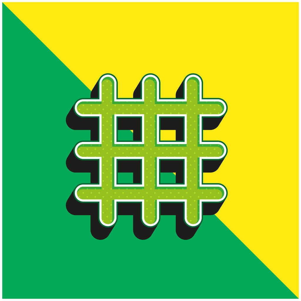 Big Grid Vihreä ja keltainen moderni 3d vektori kuvake logo - Vektori, kuva