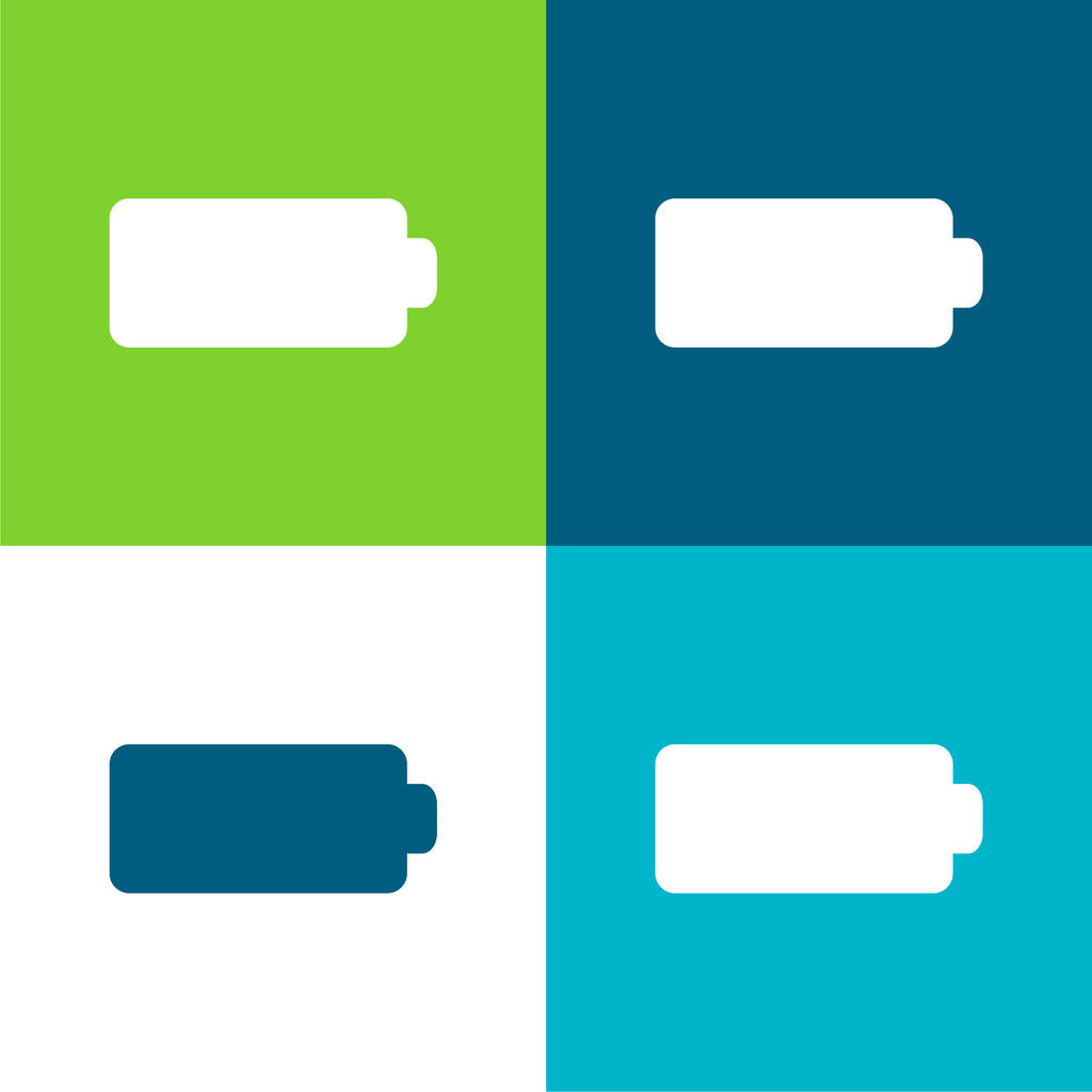 Black Full Battery Flat four color minimal icon set - Vector, Image