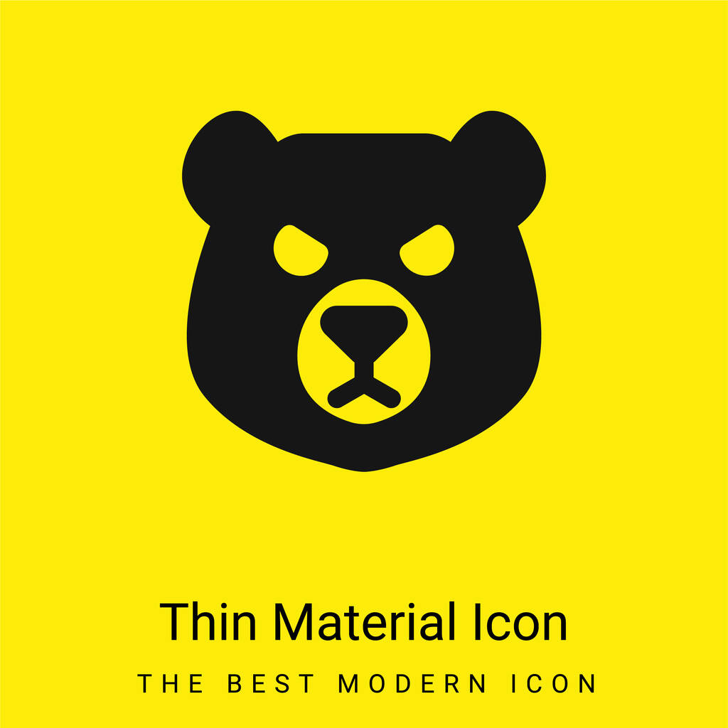 Cabeza de oso mínimo icono de material amarillo brillante - Vector, imagen