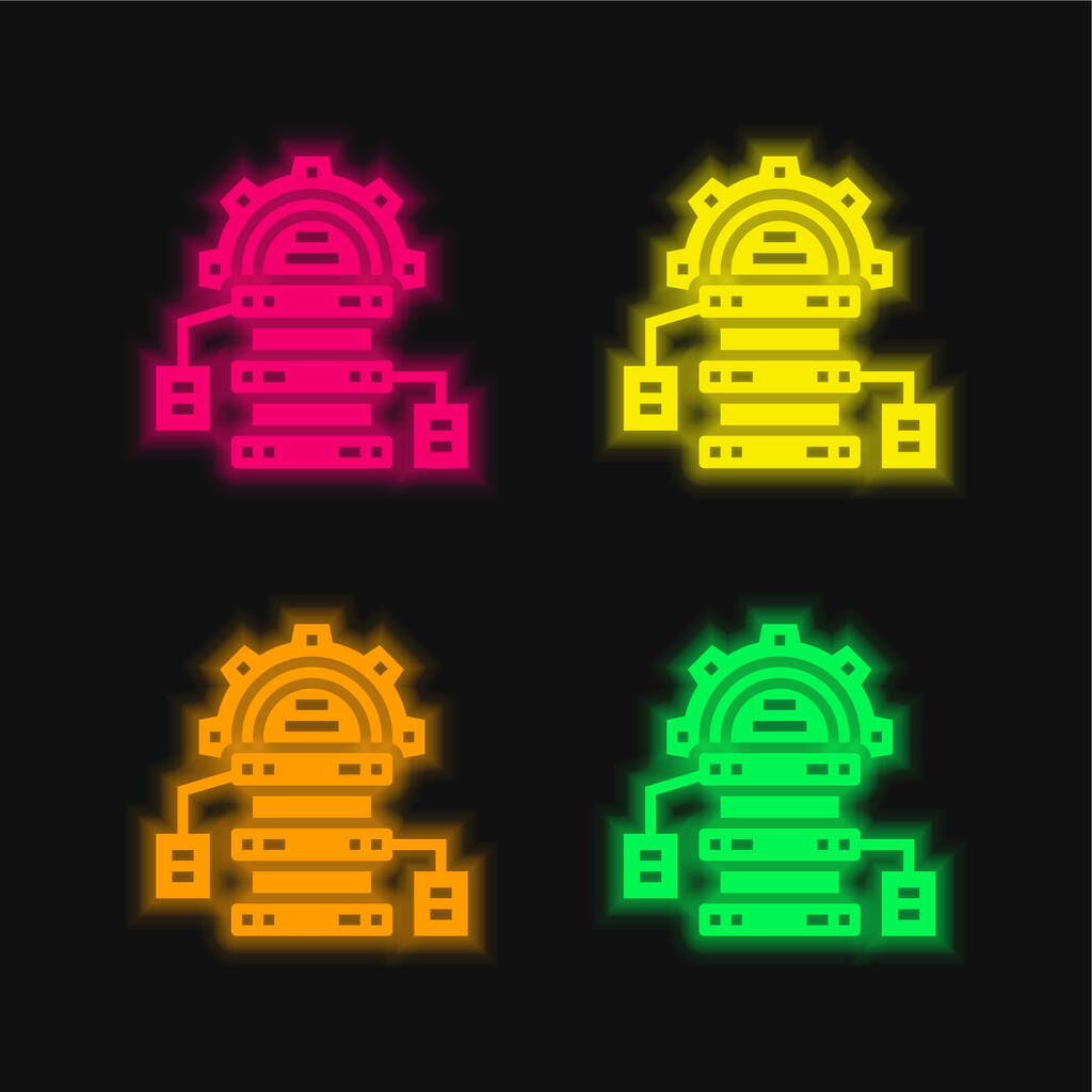 Великі дані чотири кольори, що світяться неоном Векторна піктограма
 - Вектор, зображення