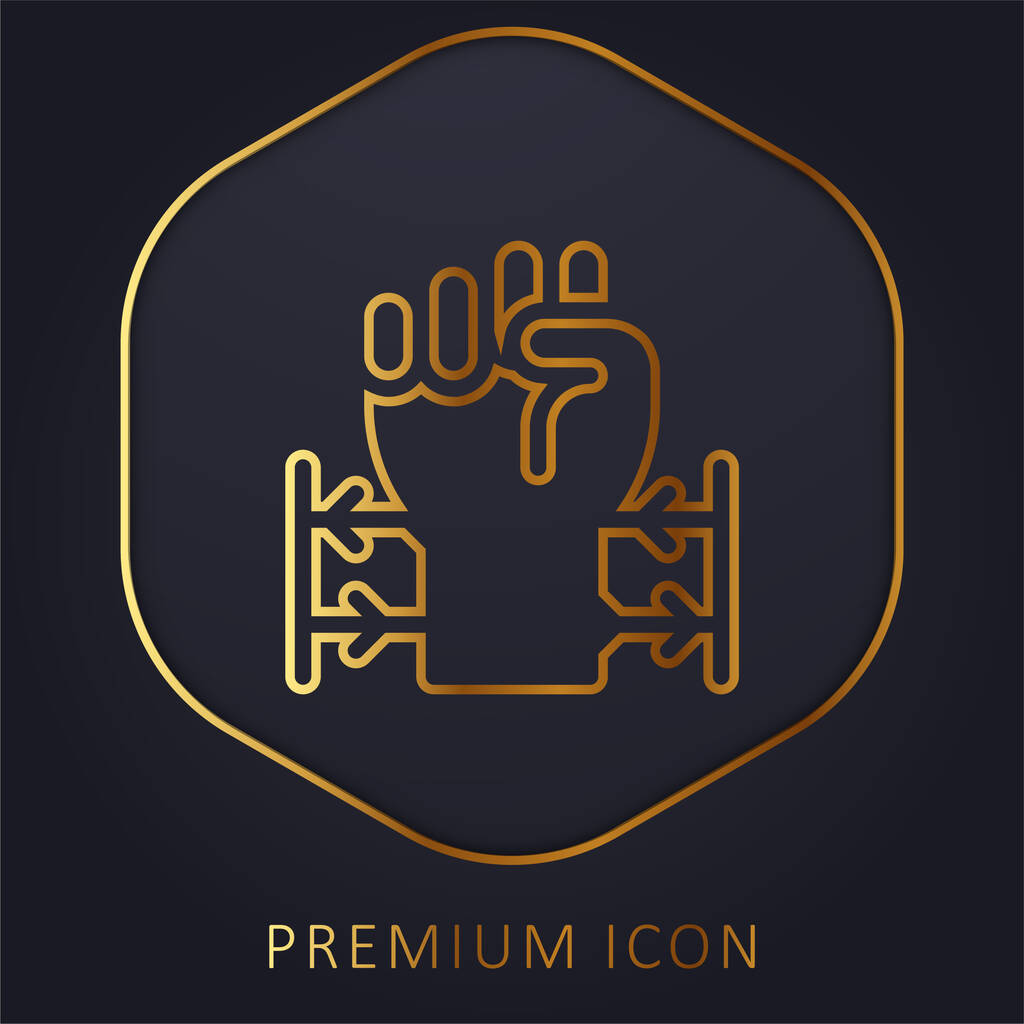 Arame farpado linha dourada logotipo premium ou ícone - Vetor, Imagem