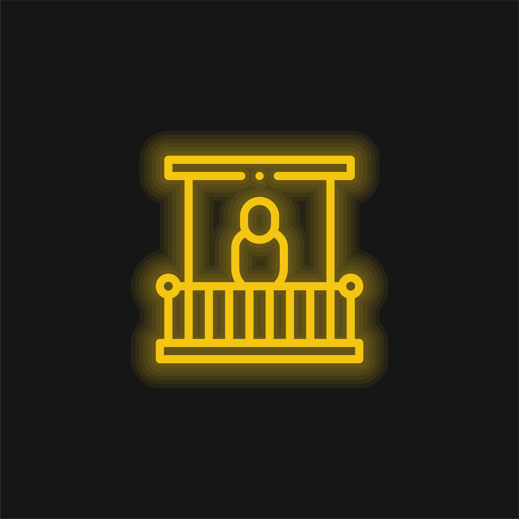 Балкон жовта сяюча неонова ікона
 - Вектор, зображення