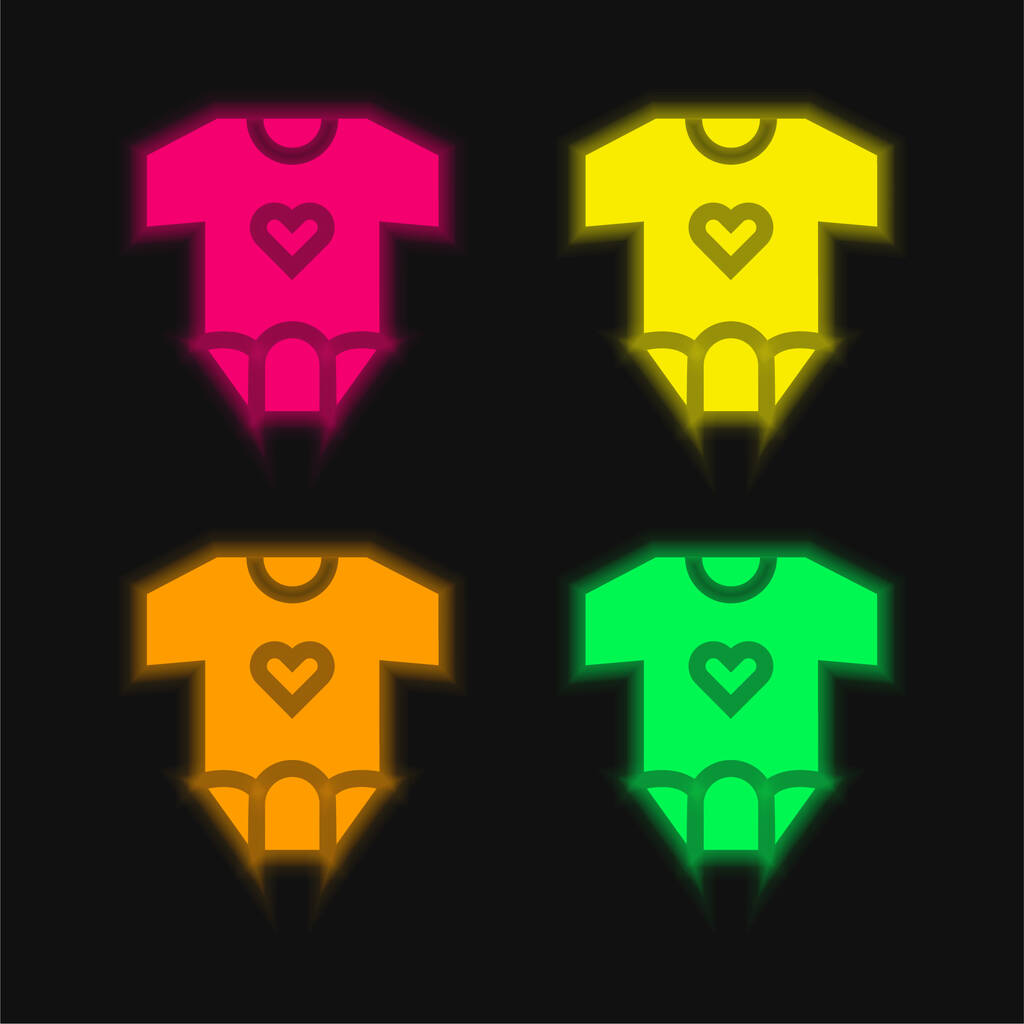 Baby Clothes cztery kolory świecące neon wektor ikona - Wektor, obraz