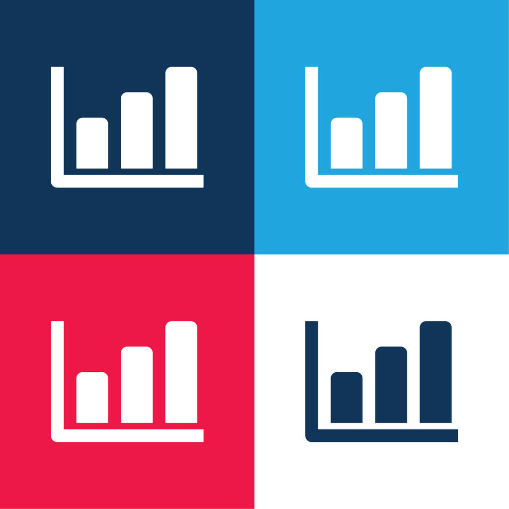 Bar Graph blue and red four color minimal icon set - Vector, Image