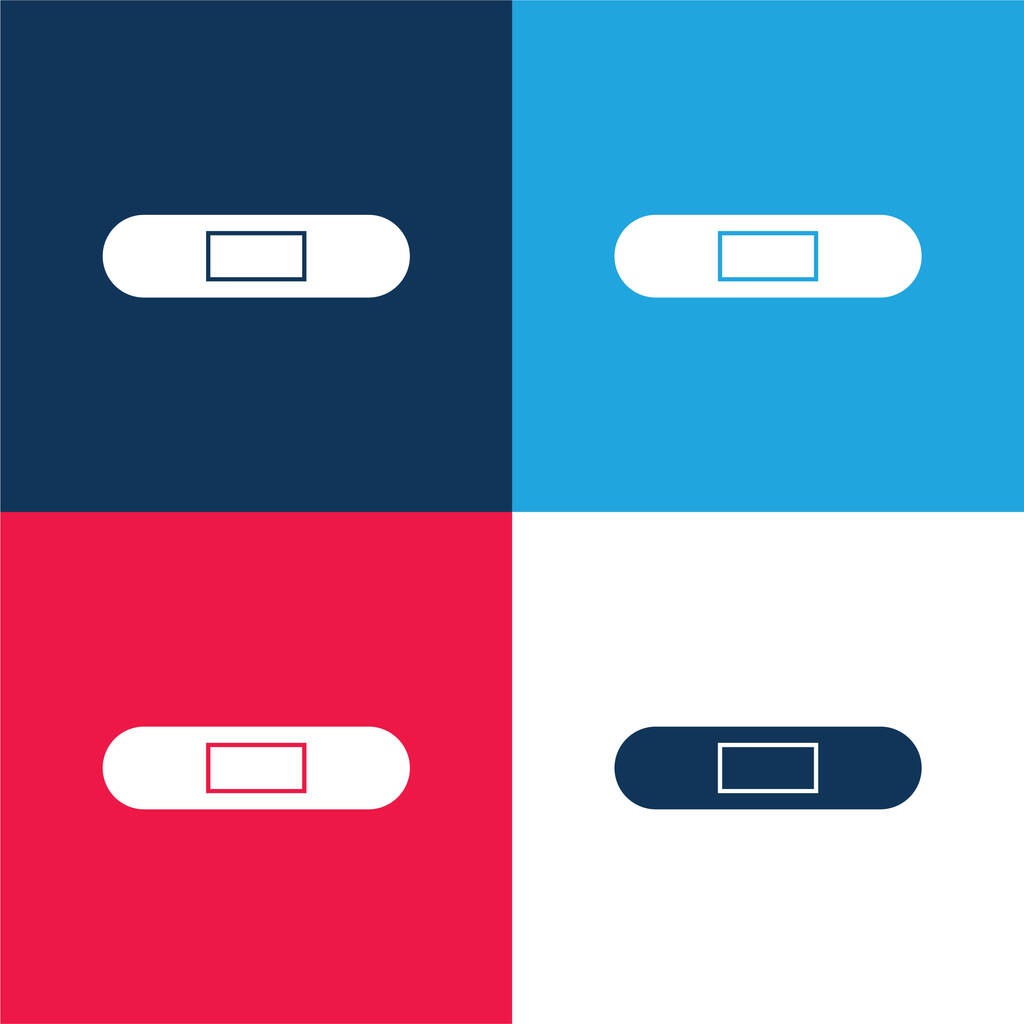 Silhueta de ajuda de banda com detalhes brancos azul e vermelho conjunto de ícones mínimos de quatro cores - Vetor, Imagem