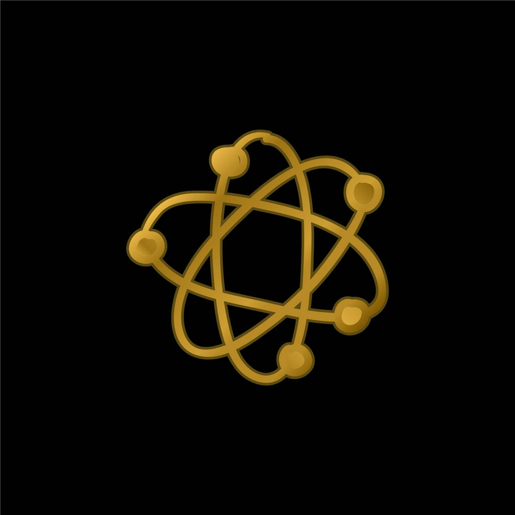 Atom pozłacany metaliczna ikona lub wektor logo - Wektor, obraz