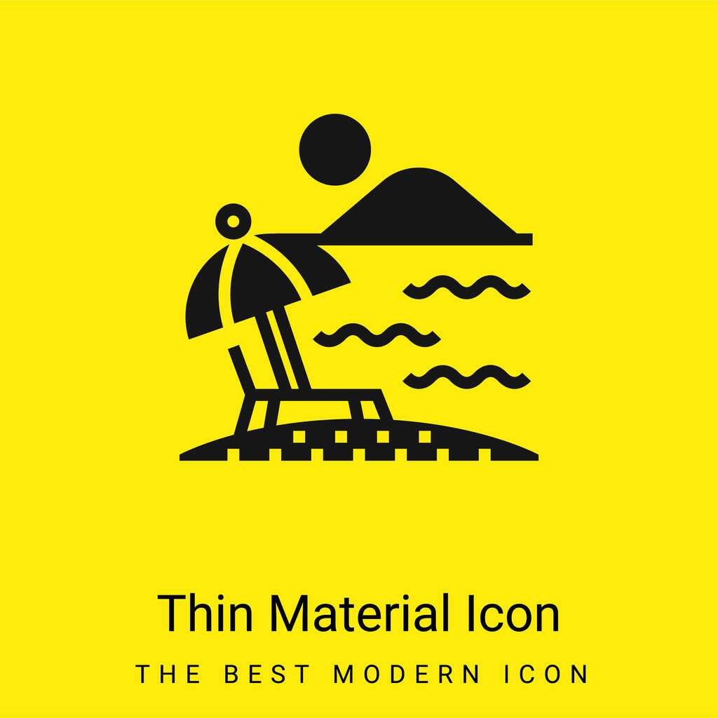 Pláž minimální jasně žlutý materiál ikona - Vektor, obrázek