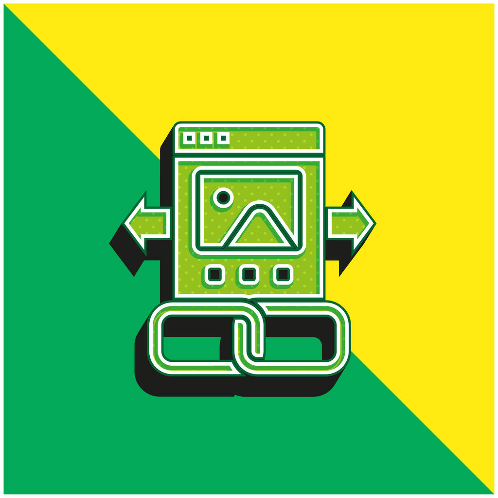 Backlink verde y amarillo moderno vector 3d icono del logotipo - Vector, Imagen