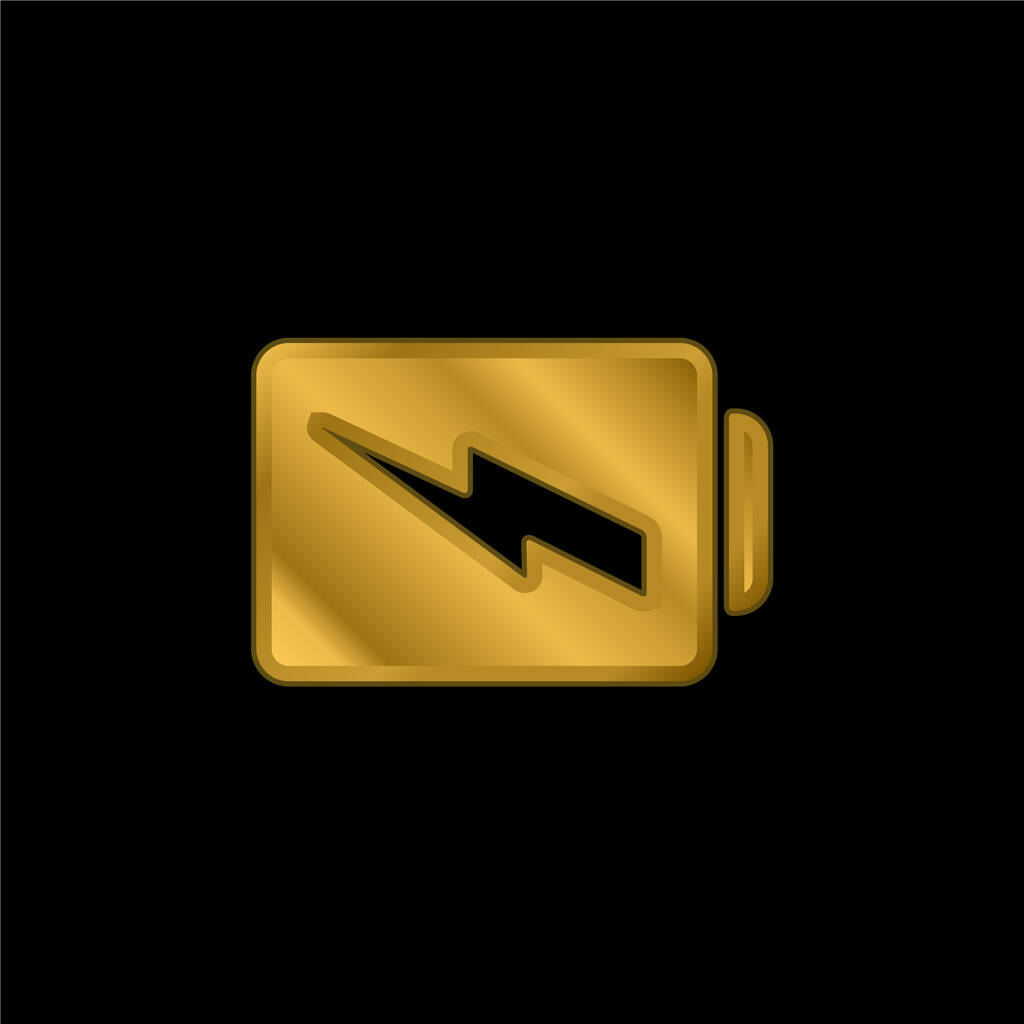 Simbolo carica batteria placcato oro icona metallica o logo vettoriale - Vettoriali, immagini