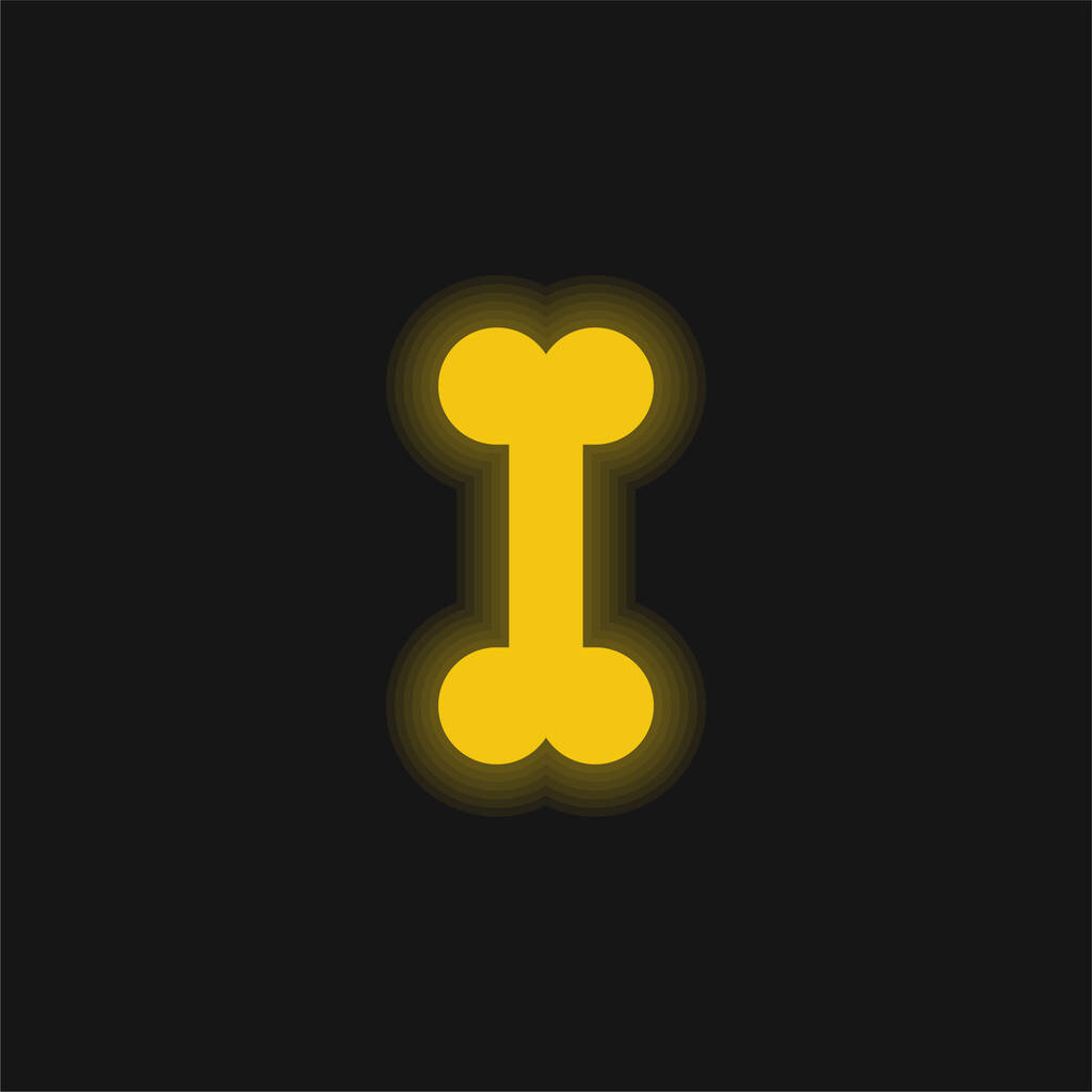 Icona al neon luminoso giallo osseo - Vettoriali, immagini