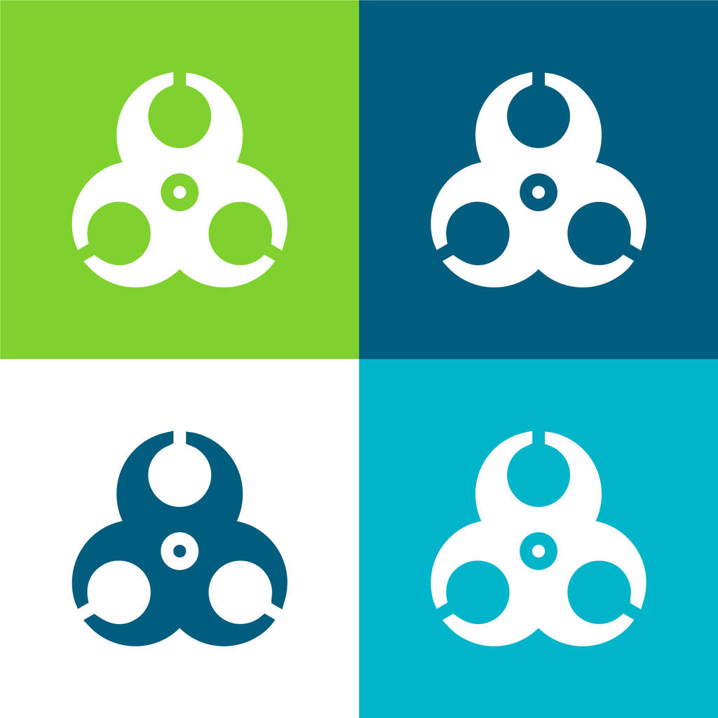 Biohazard Ensemble d'icônes minimal plat quatre couleurs - Vecteur, image