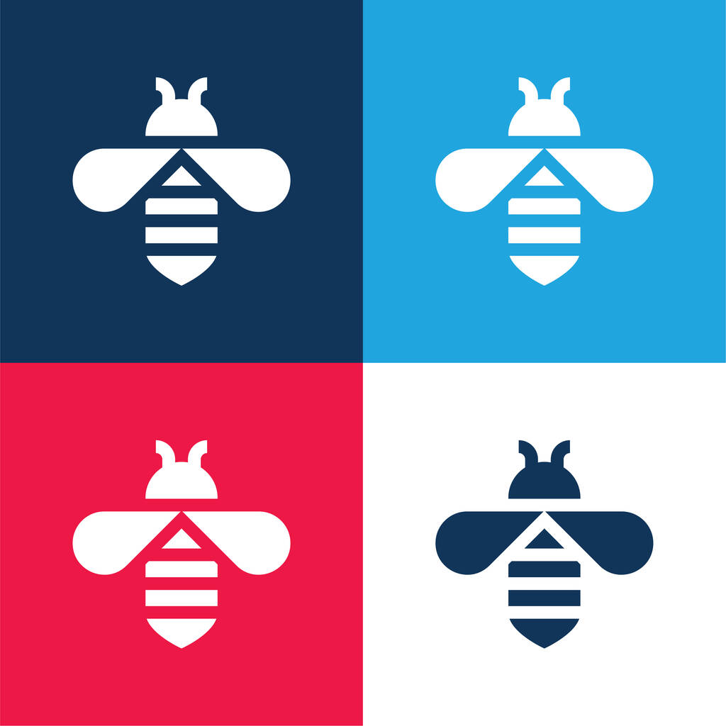 Бджолиний синій і червоний чотири кольори мінімальний набір піктограм
 - Вектор, зображення