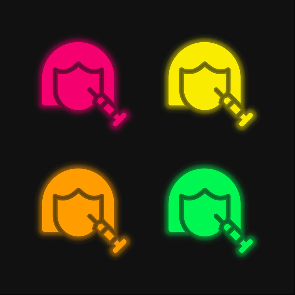 Botox vier Farben leuchtenden Neon-Vektor-Symbol - Vektor, Bild