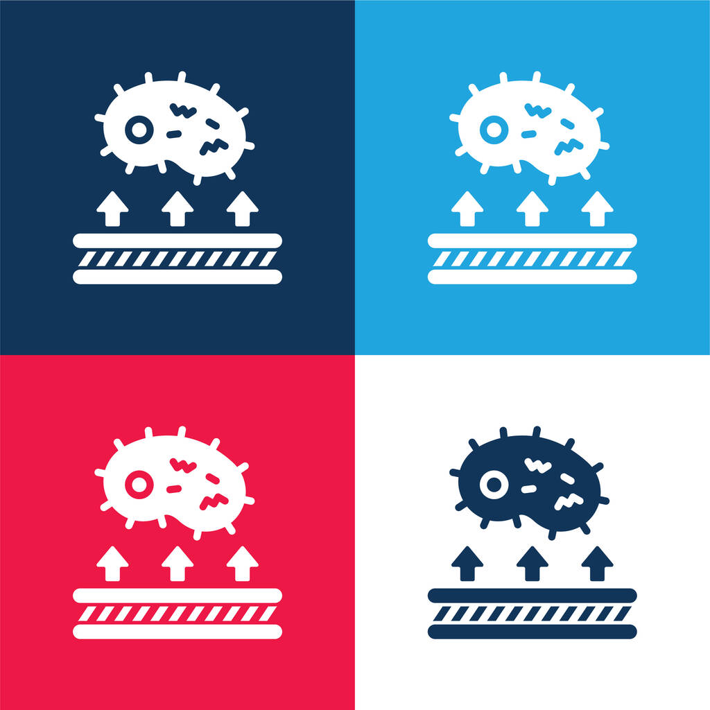 Antibacterial Fabric blue and red four color minimal icon set - Vector, Image