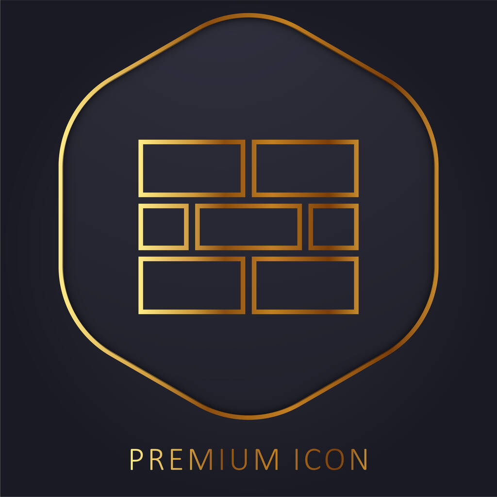 Ladrillo de pared de línea dorada logotipo premium o icono - Vector, Imagen