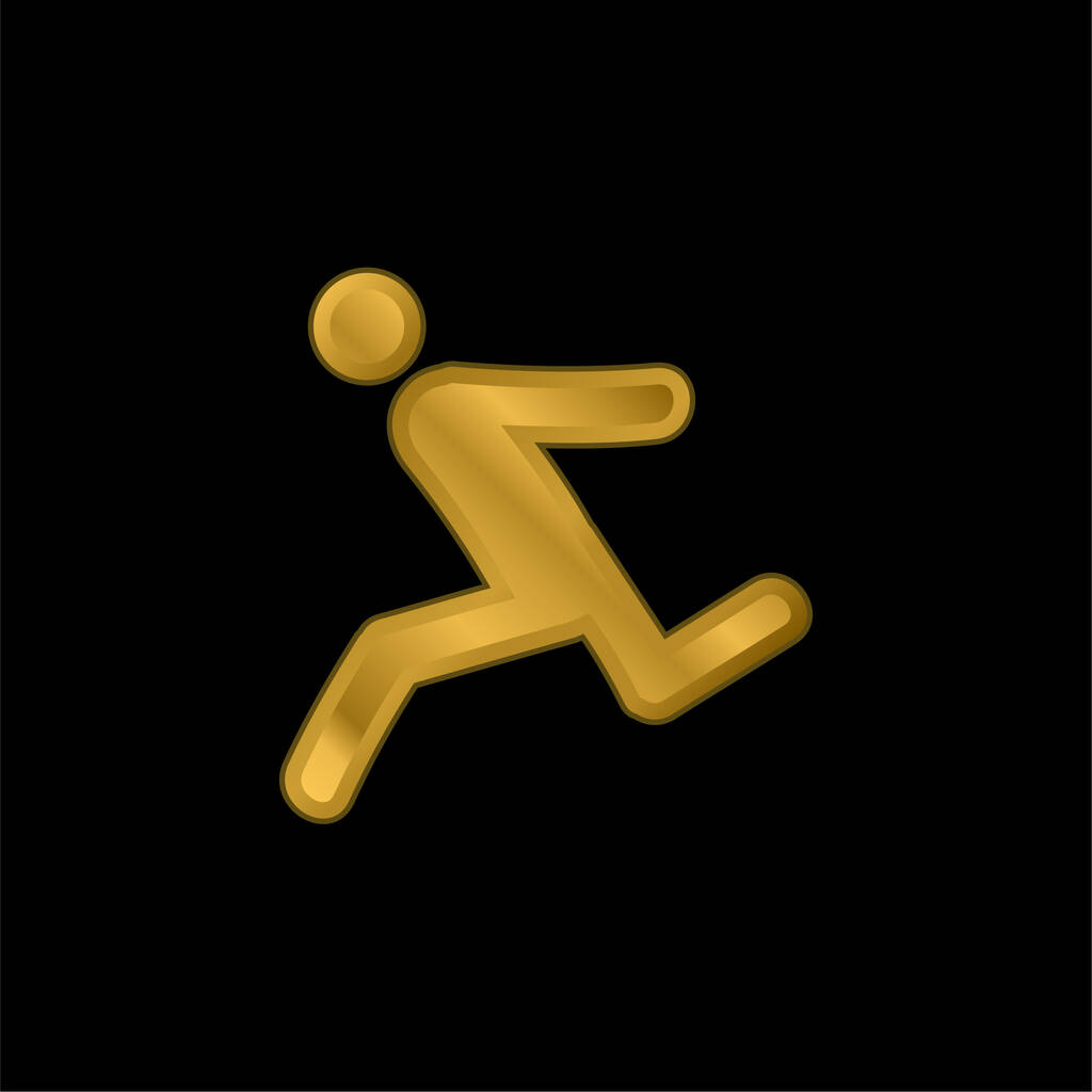 Atleta Correr chapado en oro icono metálico o logo vector - Vector, imagen