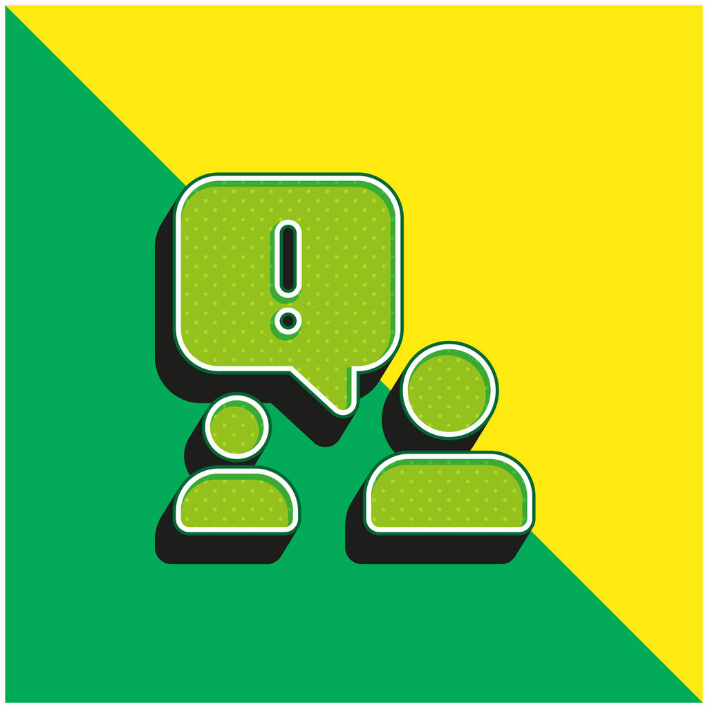 Ειδοποίηση Πράσινο και κίτρινο σύγχρονο 3d διάνυσμα εικονίδιο λογότυπο - Διάνυσμα, εικόνα