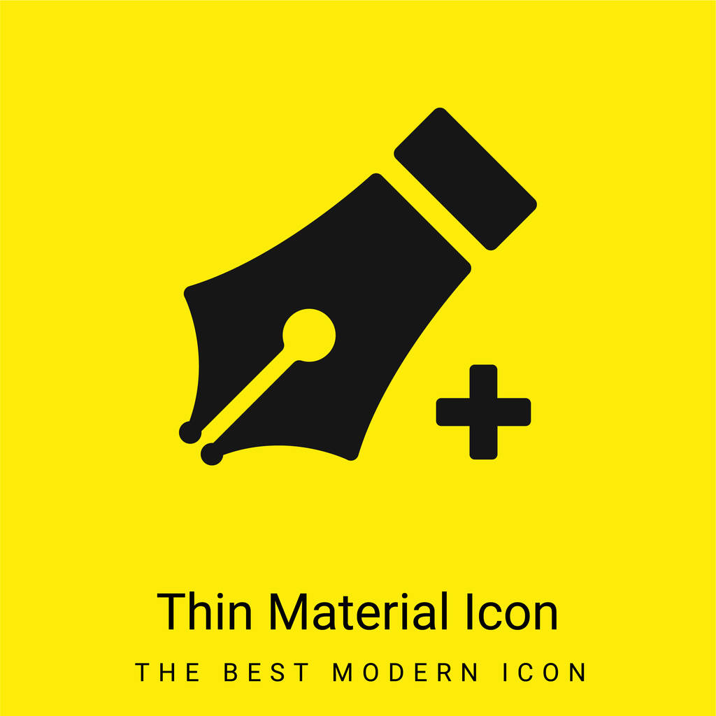 Add With Pen Tool minimal bright yellow material icon - Vector, Image