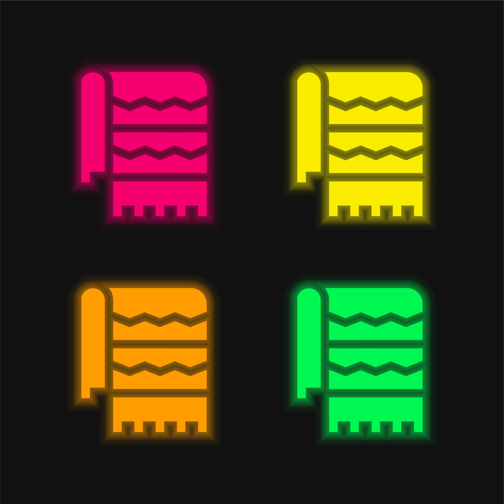 Decke vier Farben leuchtenden Neon-Vektor-Symbol - Vektor, Bild