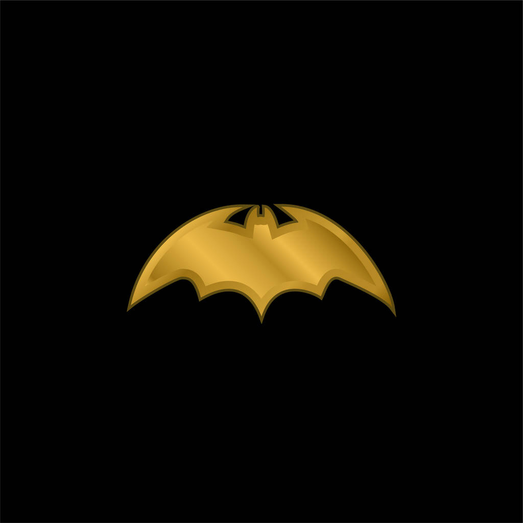 Bat With Rounded Sharp Wings Variant gold plated metalic icon or logo vector - Vector, Image