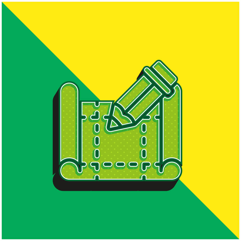 Blueprint verde y amarillo moderno logotipo icono del vector 3d - Vector, imagen