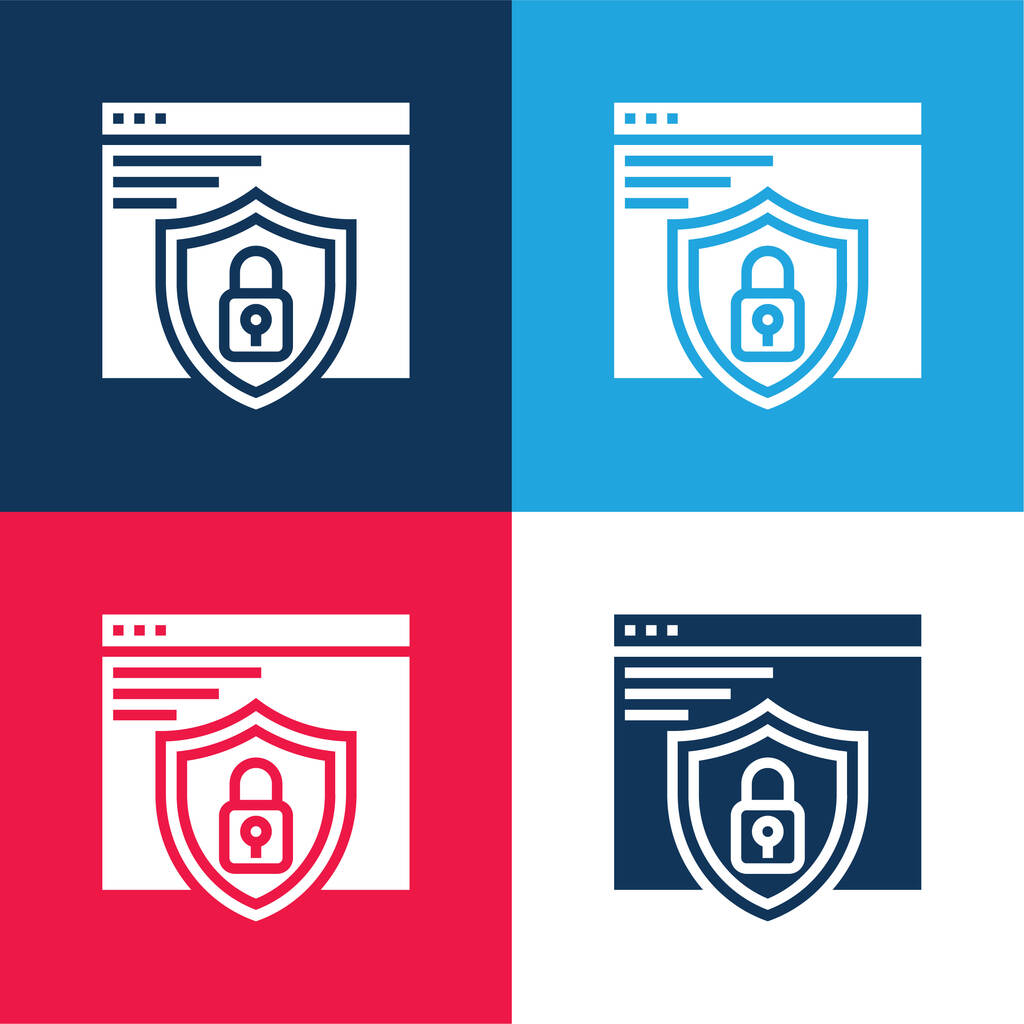 Aplicações azul e vermelho conjunto de ícones mínimos de quatro cores - Vetor, Imagem