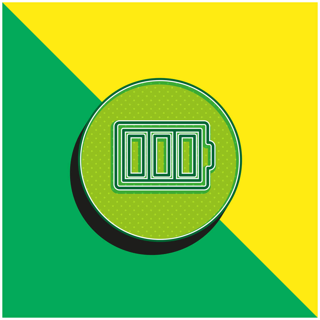Symbol cienkiego konturu baterii w kole Zielone i żółte nowoczesne logo wektora 3D - Wektor, obraz