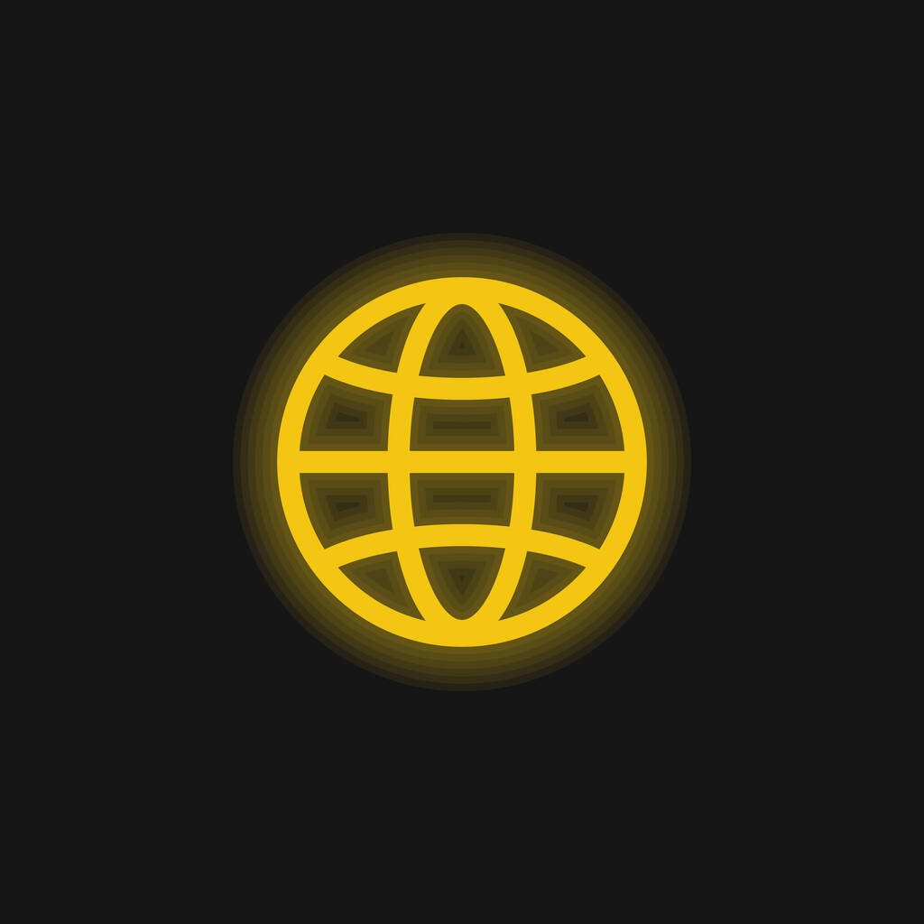 Big Globe žlutá zářící neonová ikona - Vektor, obrázek