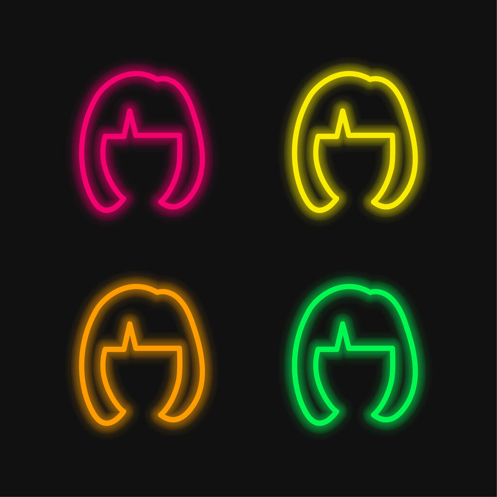 Blonde weibliche Kurzhaarform vier Farben leuchtende Neon-Vektor-Symbol - Vektor, Bild