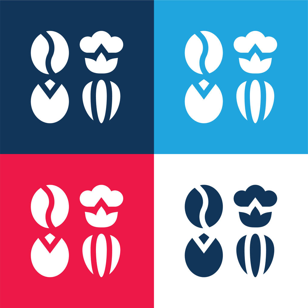 Zemědělské modré a červené čtyři barvy minimální sada ikon - Vektor, obrázek