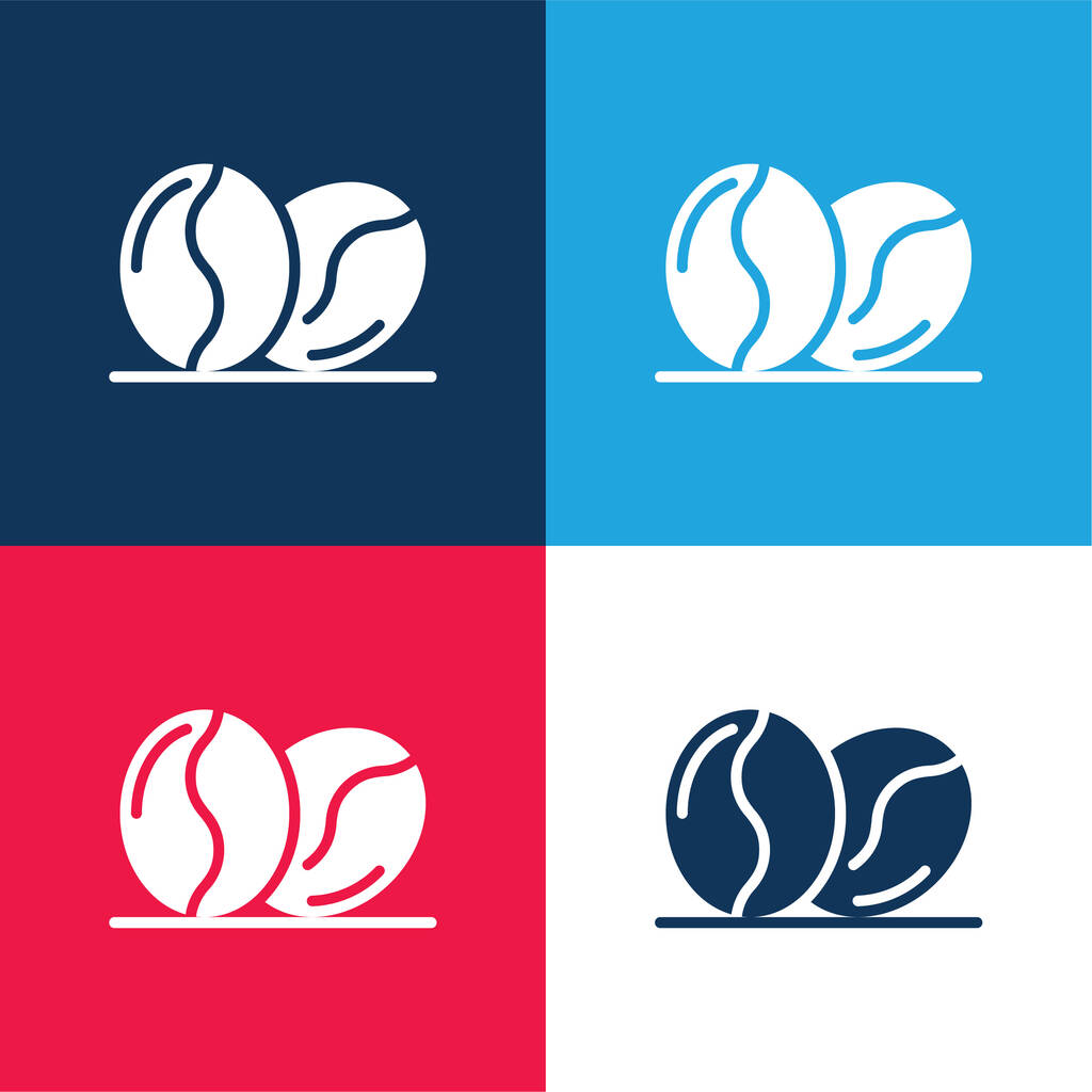 Feijões azul e vermelho quatro cores conjunto de ícones mínimos - Vetor, Imagem