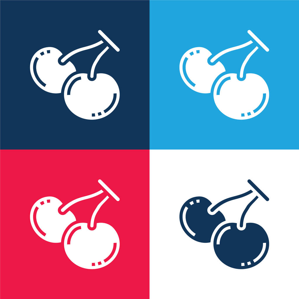 Berry blue and red four color minimal icon set - Vector, Image