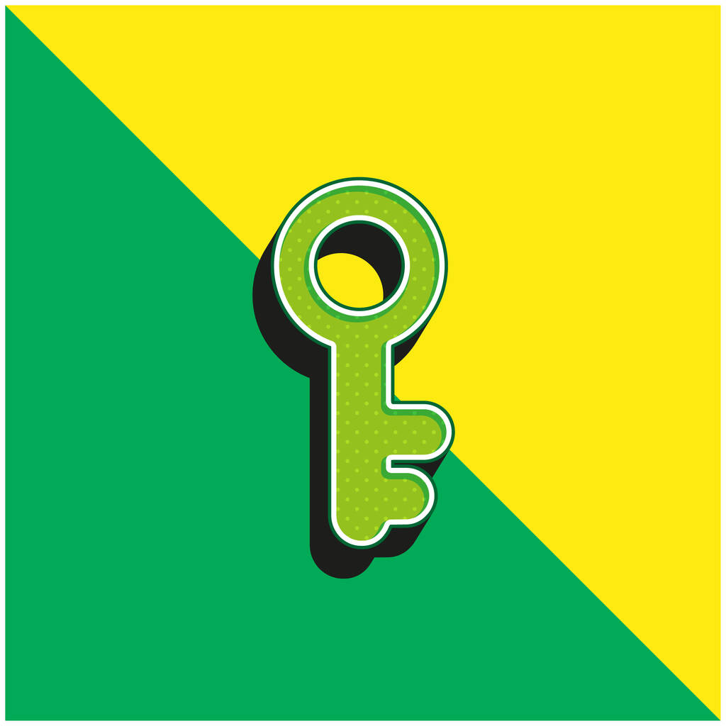 Античный ключ Зеленый и желтый современный трехмерный векторный логотип - Вектор,изображение