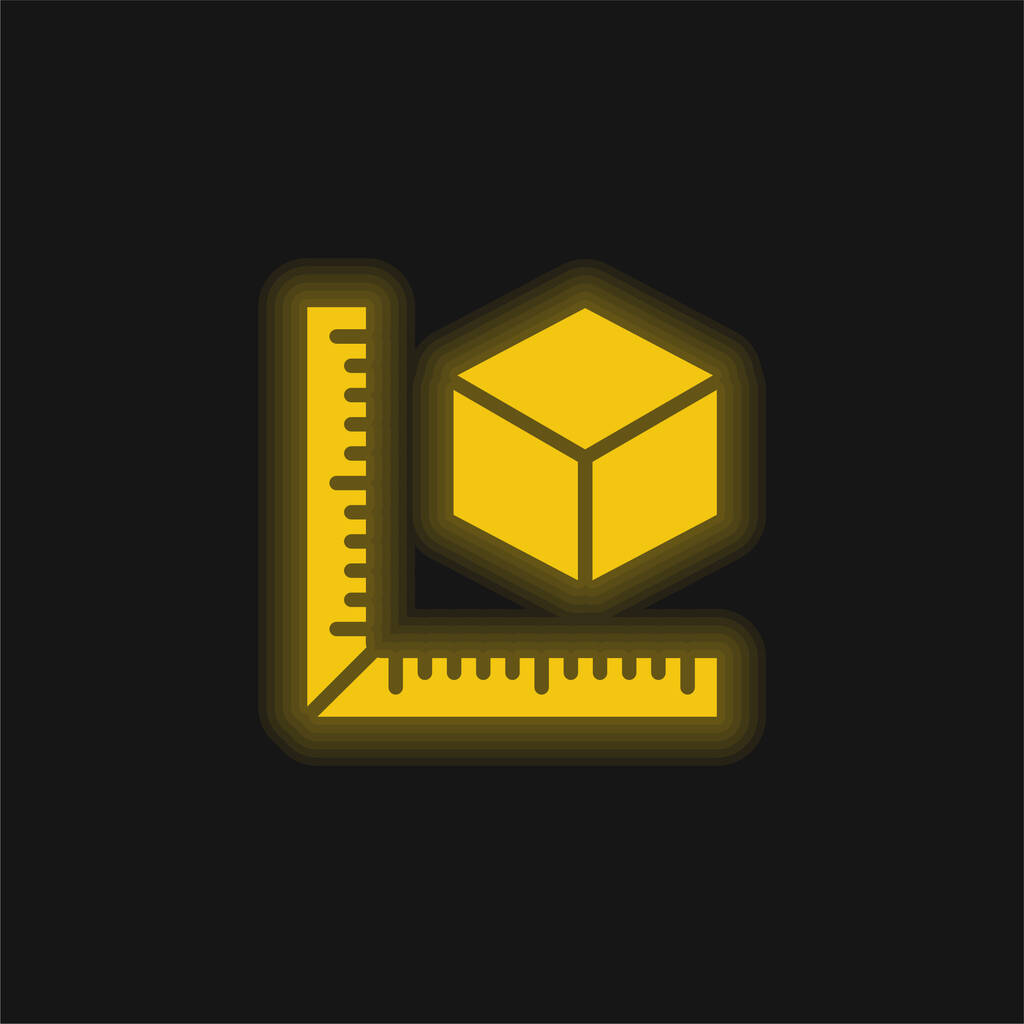 3d Printing Measure yellow glowing neon icon - Vector, Image