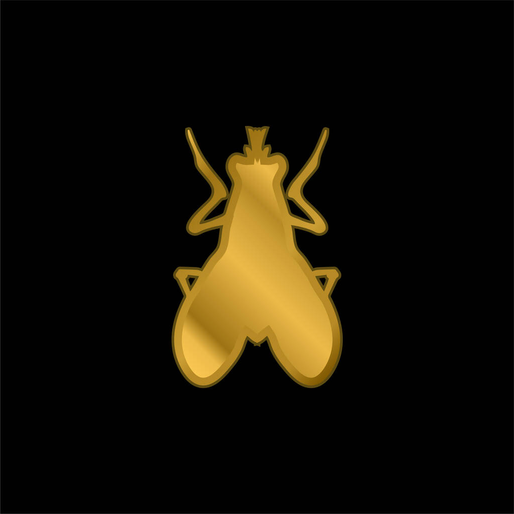 Üfle Böcek Şekli Altın kaplama metalik simge veya logo vektörü - Vektör, Görsel