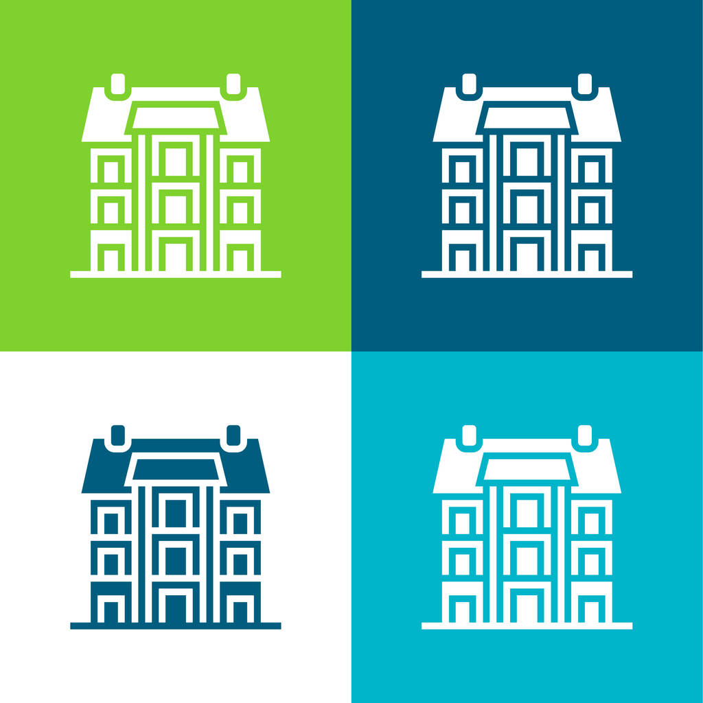 Apartamento Piso de cuatro colores mínimo icono conjunto - Vector, imagen