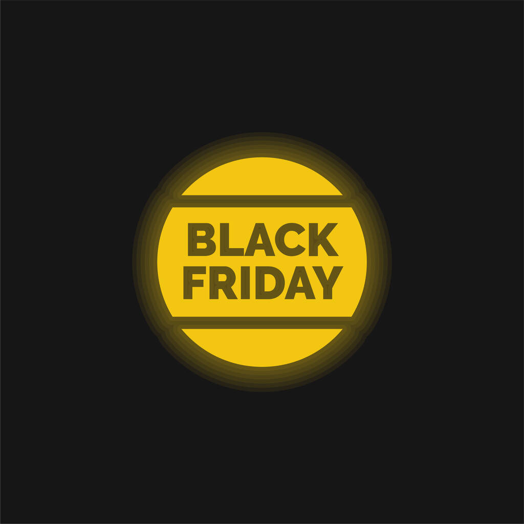 Black Friday yellow glowing neon icon - Vector, Image