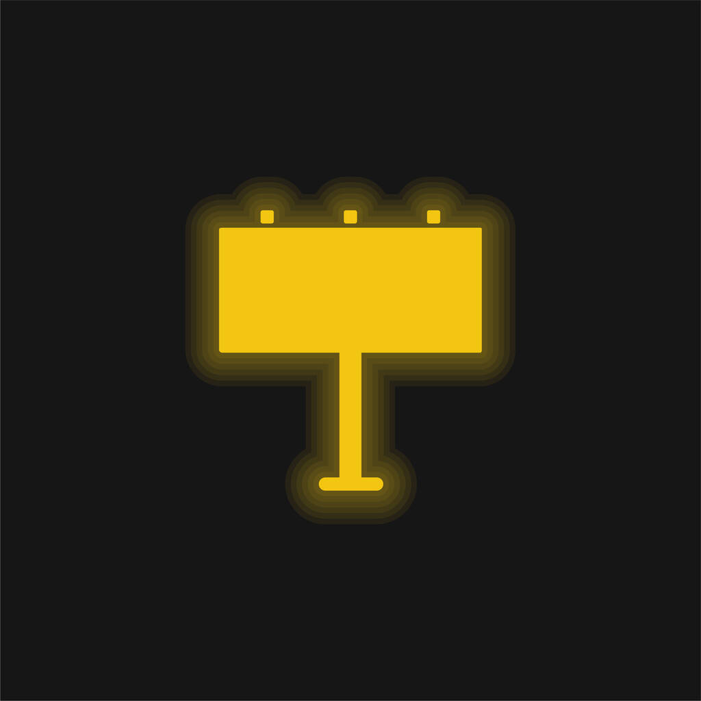 Billboard żółty świecący neon ikona - Wektor, obraz
