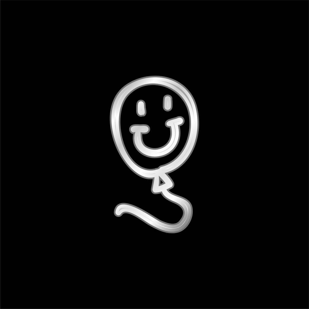 Повітряна куля Усміхнена іграшка срібна металева ікона
 - Вектор, зображення