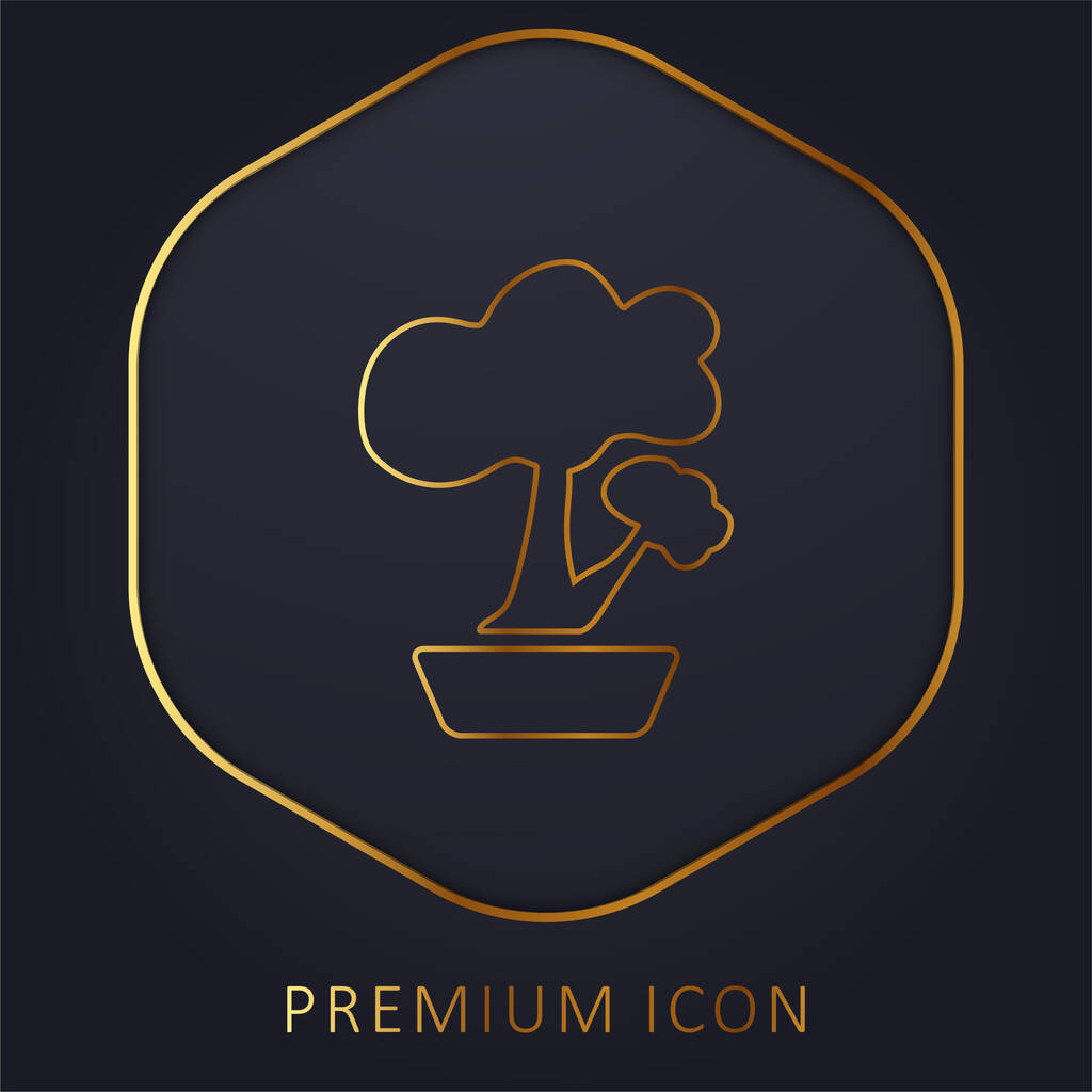 Bonsai línea dorada logotipo premium o icono - Vector, Imagen