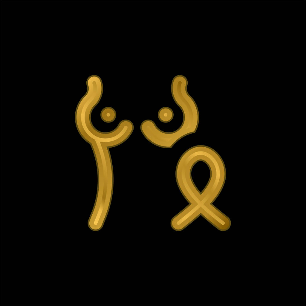 Göğüs kanseri altın kaplama metalik simge veya logo vektörü - Vektör, Görsel